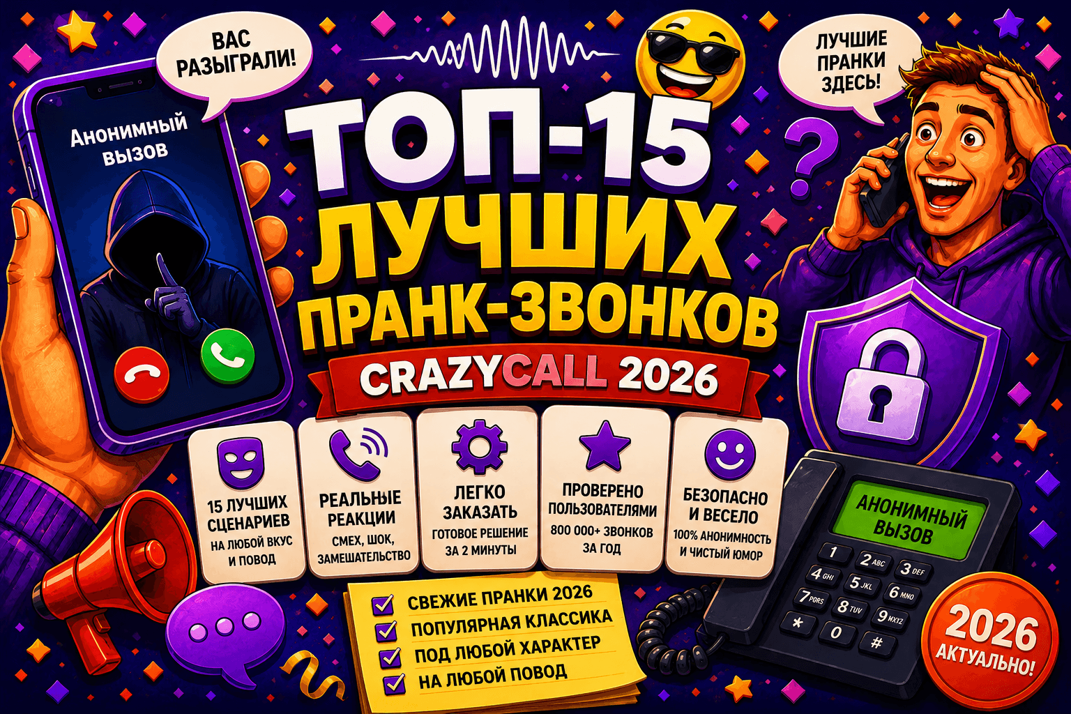 ТОП-15 лучших пранк-звонков CrazyCall 2026